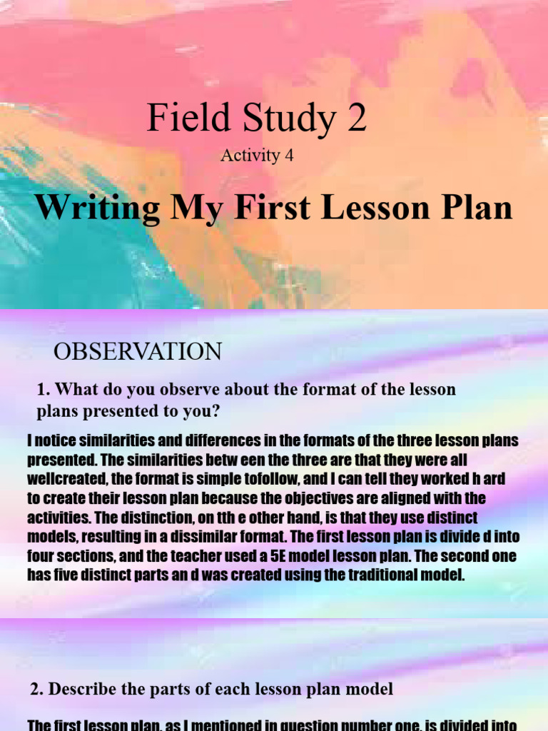 Writing My First Lesson Plan | PDF | Lesson Plan | Cakes