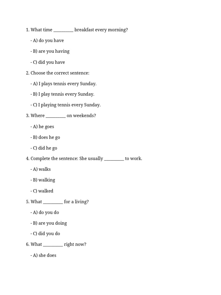 English Verb Usage Exam Questions | PDF