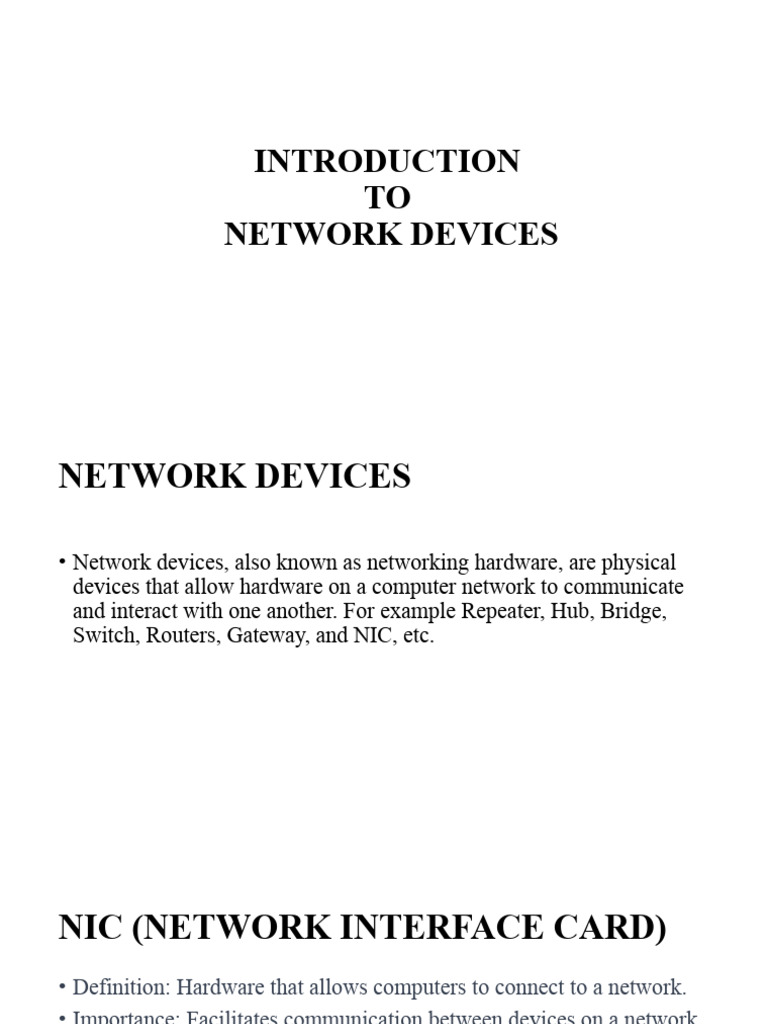 Overview of Essential Network Devices | PDF | Technology & Engineering
