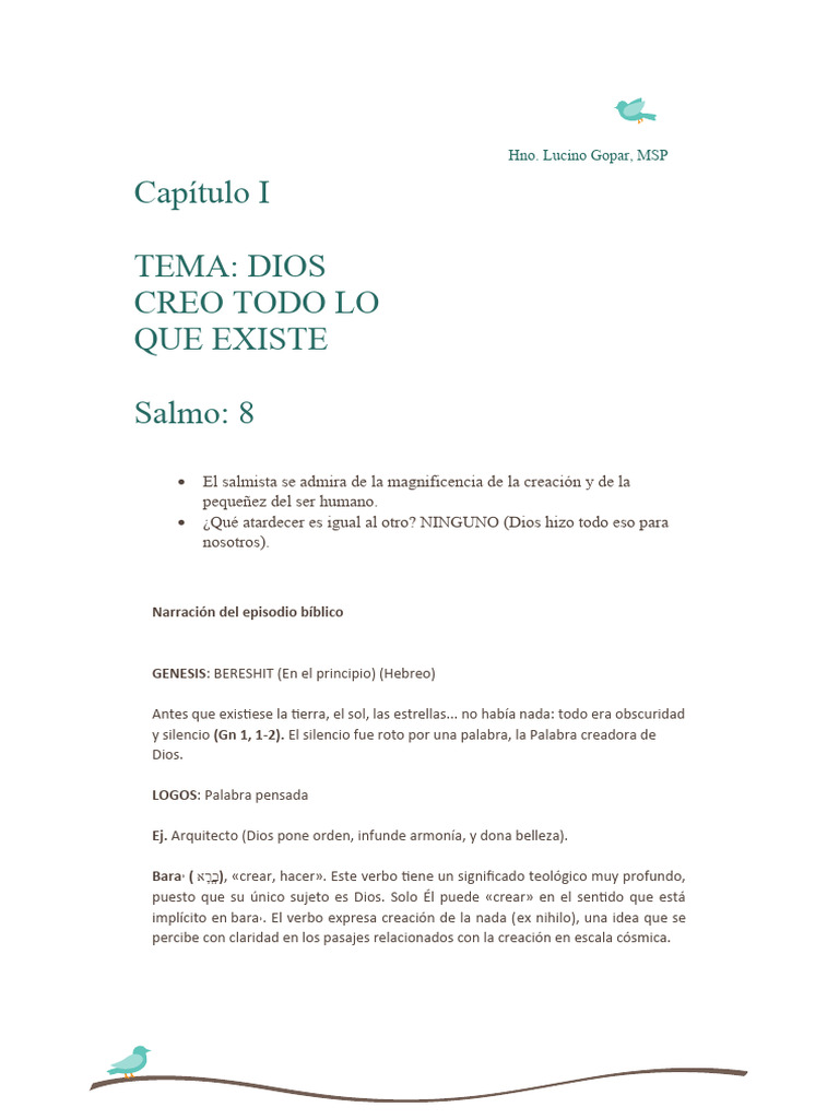 Capítulo I Dios Creo Todo Lo Que Existe Pdf Creencia Religiosa Y