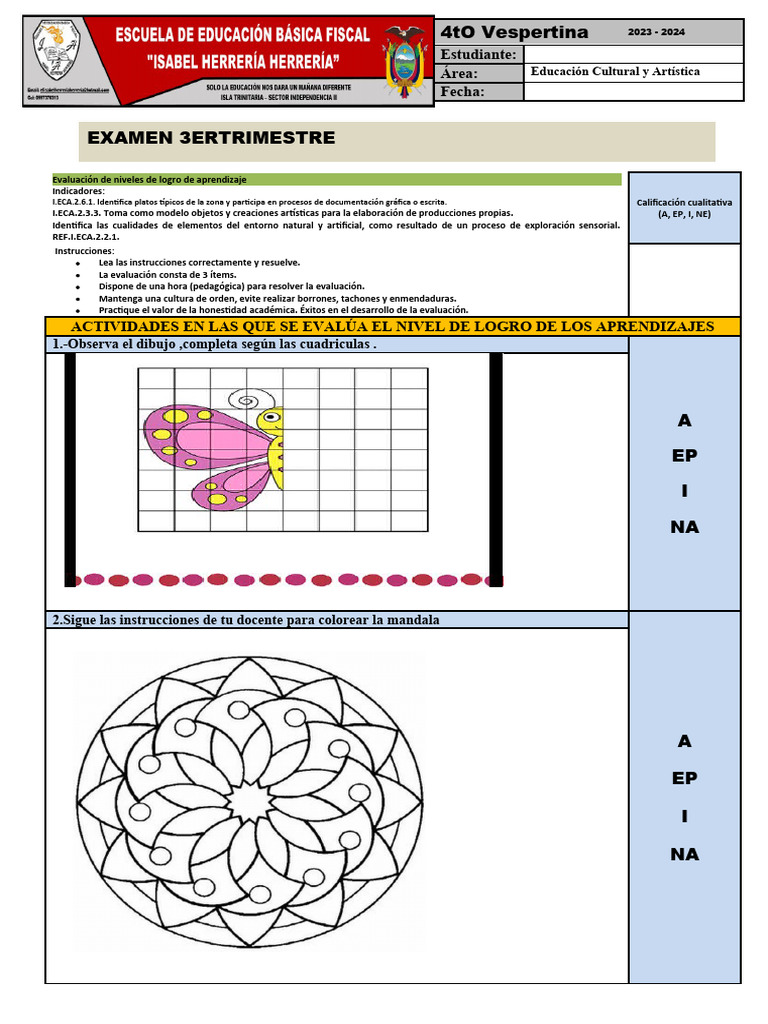 Examen ECA Tercer Trimestre 4to Grado | PDF | Modificación de ...