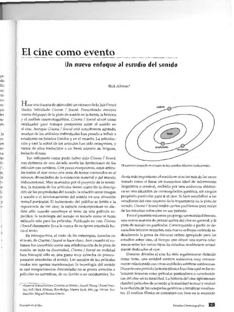 3 Rick Altman El Cine Como Evento | PDF | Película muda | Sonido