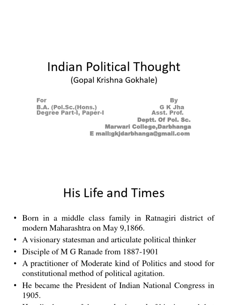 Gopal Krishna Gokhale: Political Thought | PDF | Liberalism | British Raj