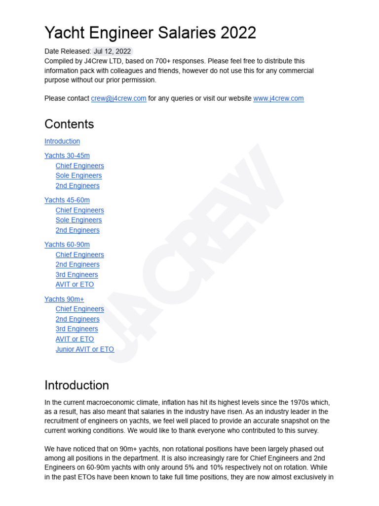Yacht Engineer Salaries 2022 PDF Aviation
