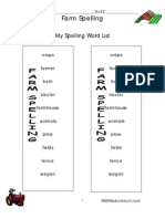 Farm Spelling: My Spelling Word List
