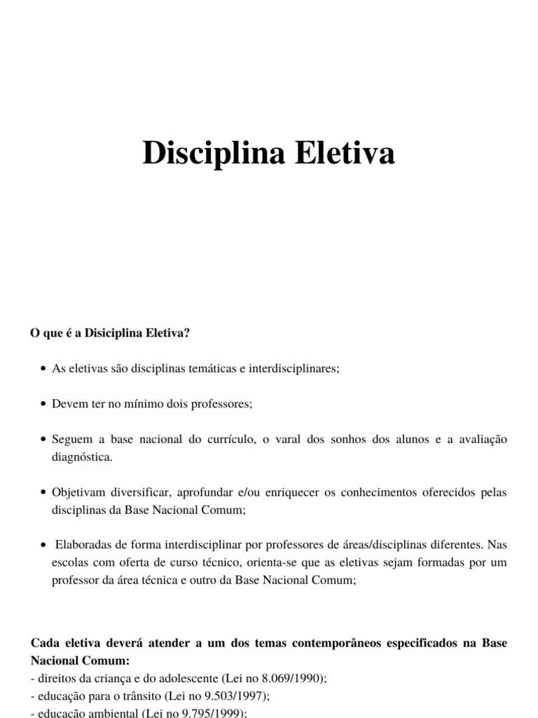 Disciplina Eletiva | PDF | Interdisciplinaridade