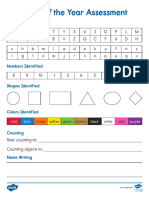 Color Beginning of The Year Assessment Progress Sheet