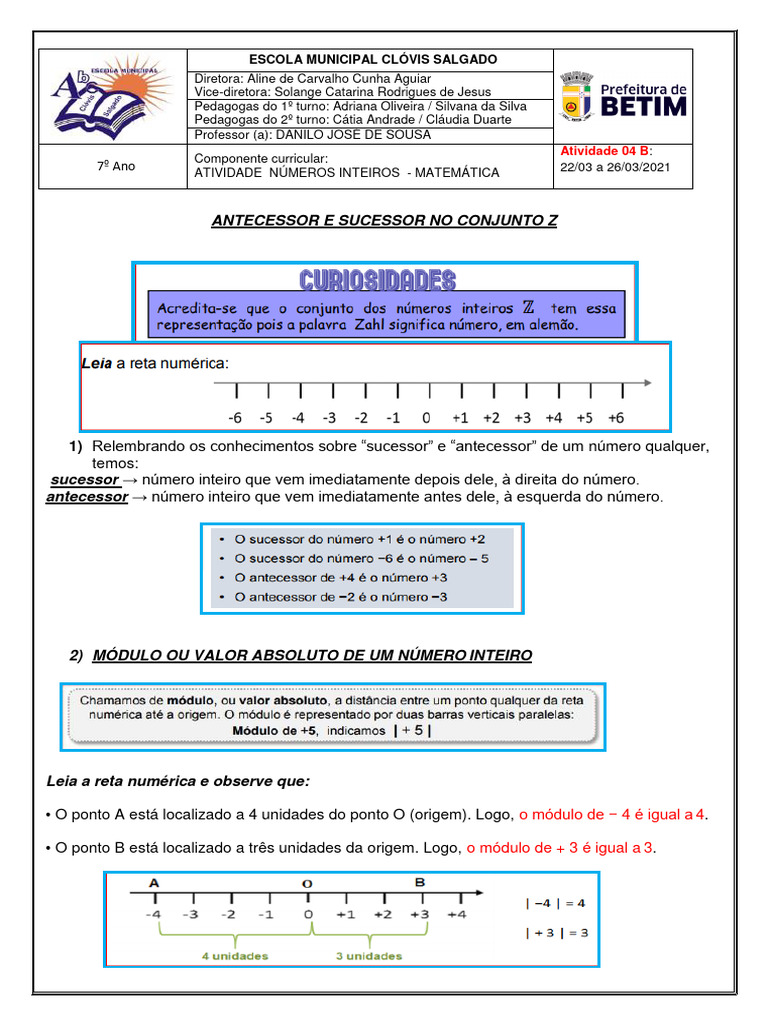Módulo e Simetria em Números Inteiros | PDF | Simetria | Número inteiro
