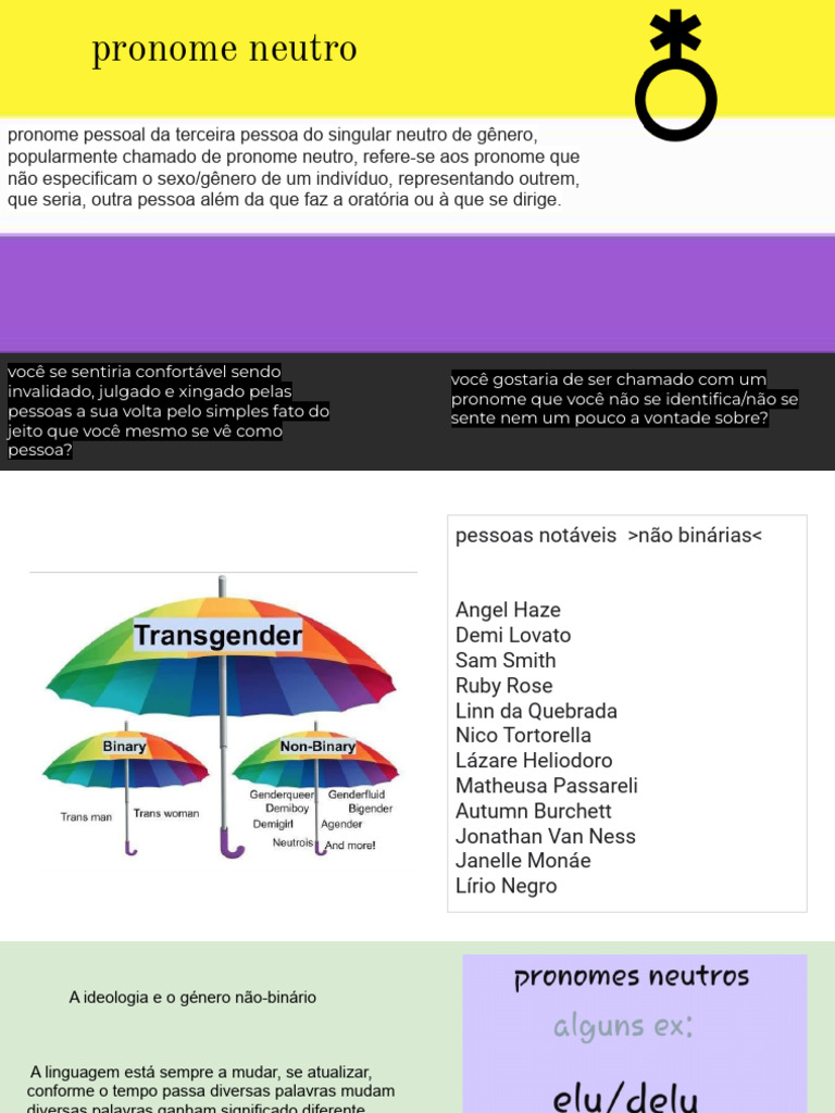 Pronome Neutro (Trabalho de Português) | PDF | Linguística | Gênero