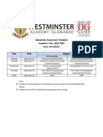 IGCSE1 September Monthly Assessment Schedule 2022