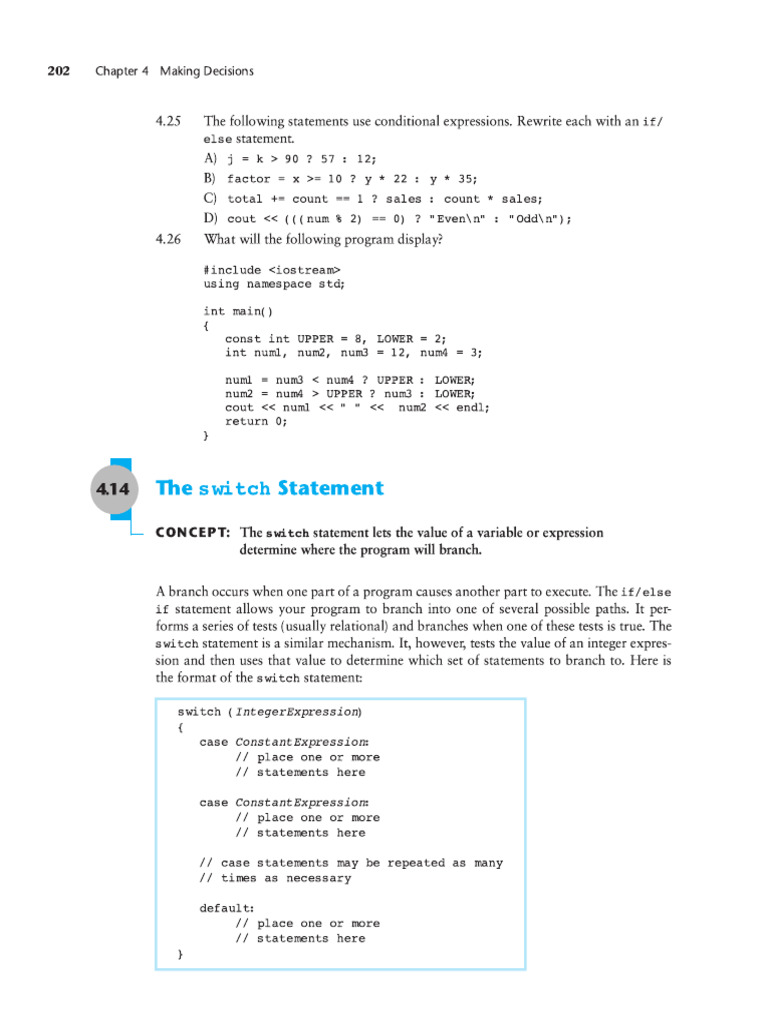 02 The Switch Statement C++ PDF