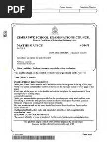 O-Levels Mathematics 2023