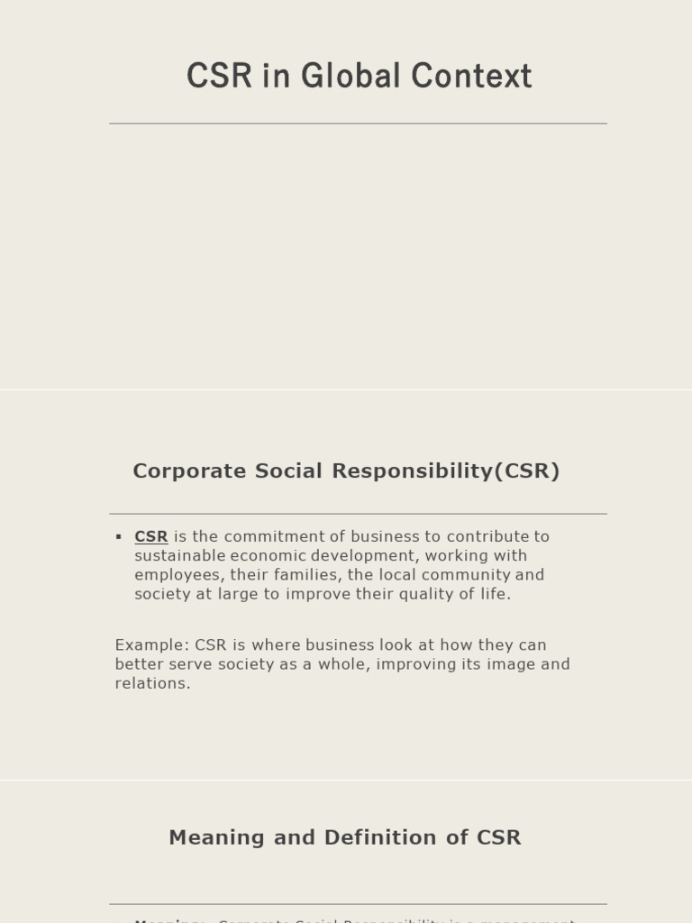 CSR in Global Context | PDF | Corporate Social Responsibility | Economies