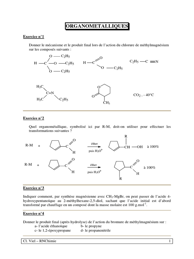 Mécanismes des réactifs organomagnésiens | PDF | Cétone | Chimie