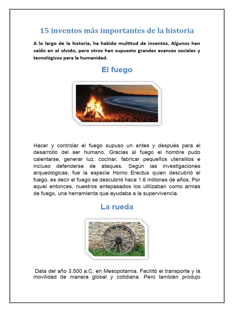 15 Inventos Clave en la Historia | PDF | Bombilla incandescente | James ...