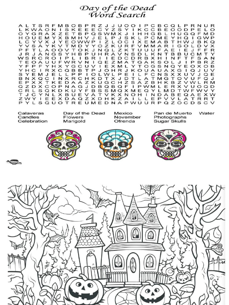 Halloween vocabulary and word search pdf