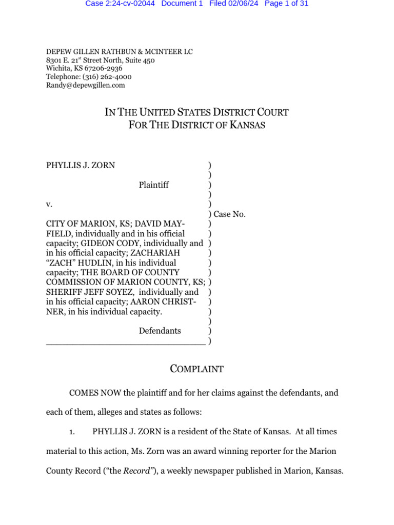 Marion County Lawsuit | PDF | First Amendment To The United States ...