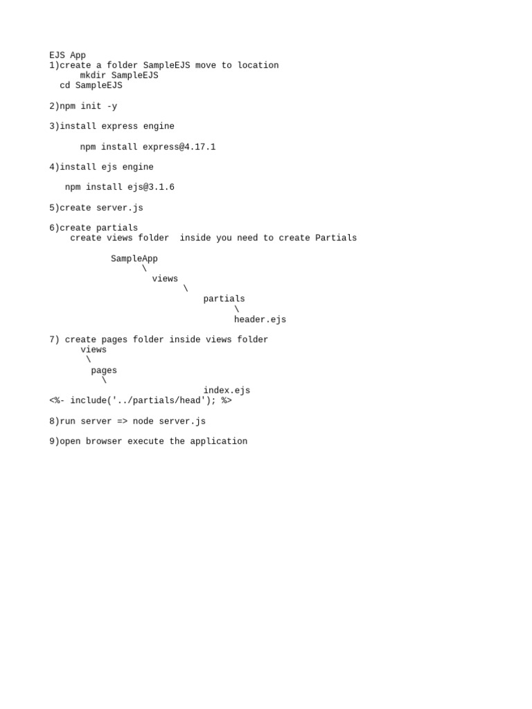 Ejs steps to create an application pdf