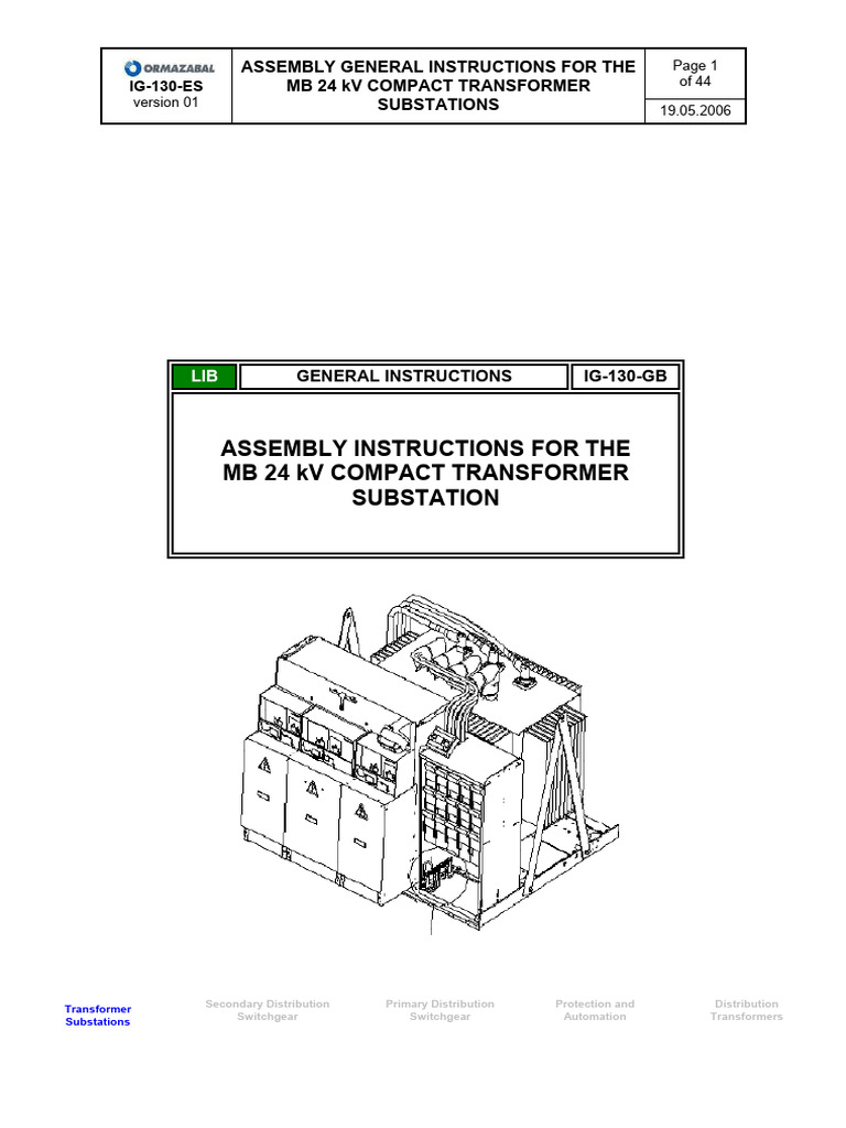 Ormazabal MB 24 kV Substation Manual | PDF | Electrical Substation ...