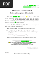 Affidavit and Assertory Oath of Notice and Acceptance of Trusteeship