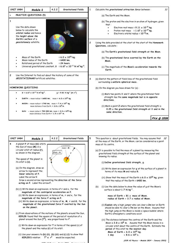 Gravitational Fields Practice Questions | PDF | Mass | Gravity