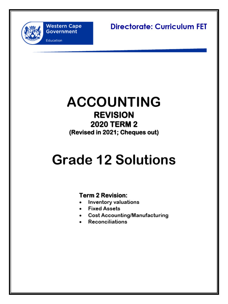 Grade 12 Accounting Term 2 Revision | PDF | Depreciation | Book Value