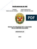 Policía Nacio Nal Del Perú: Manual de Organización Y Funciones de La Compañía Halcones