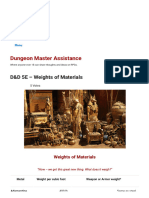 D&D 5E - Weights of Materials - Dungeon Master Assistance