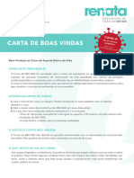 Carta de Boas Vindas: Bem-Vindo (A) Ao Curso de Suporte Básico de Vida