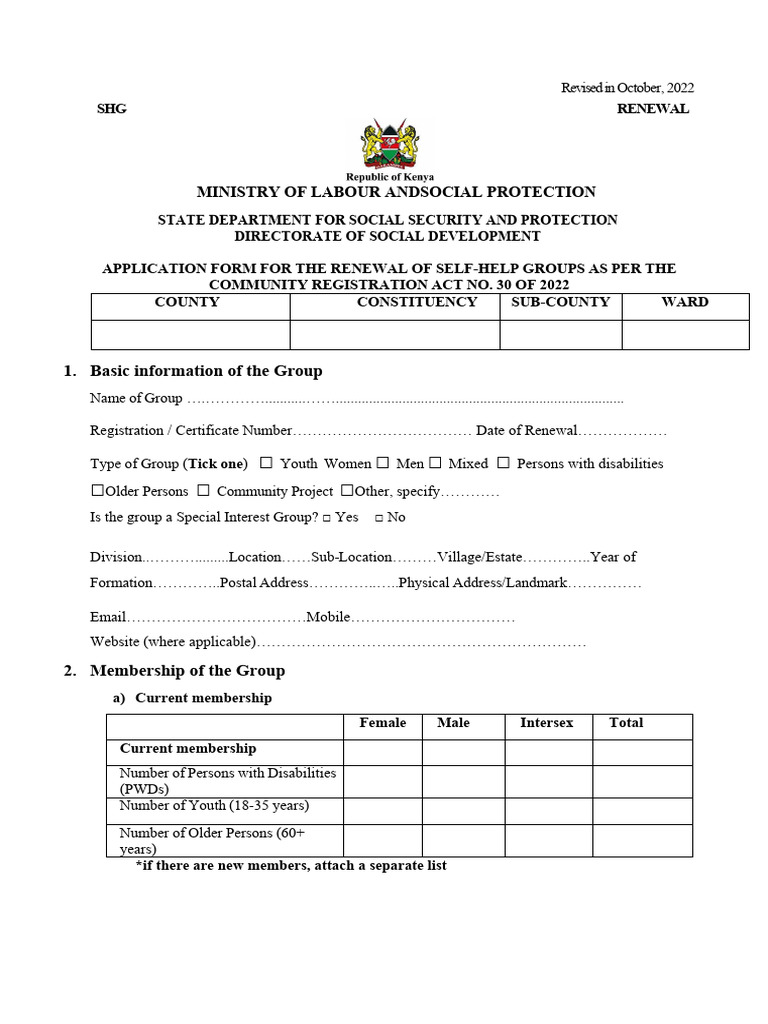 Self-Help Group Certificate Renewal Form | PDF | Economies