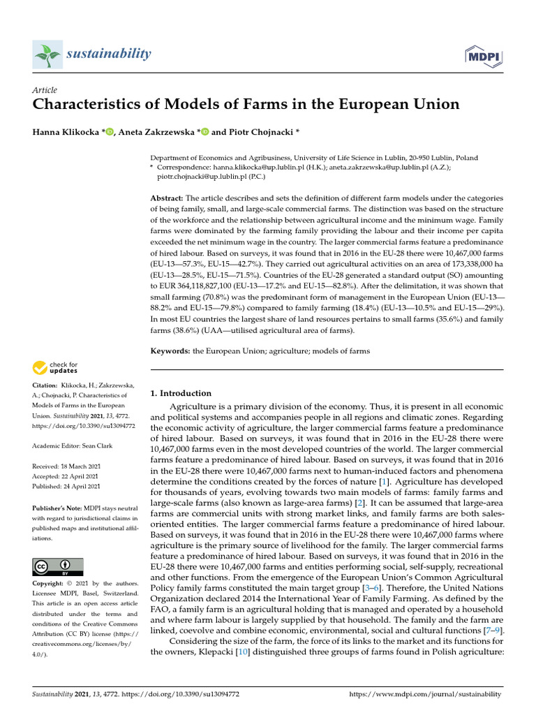 Characteristics of Models of Farms in The EU | PDF | Agriculture | Farms