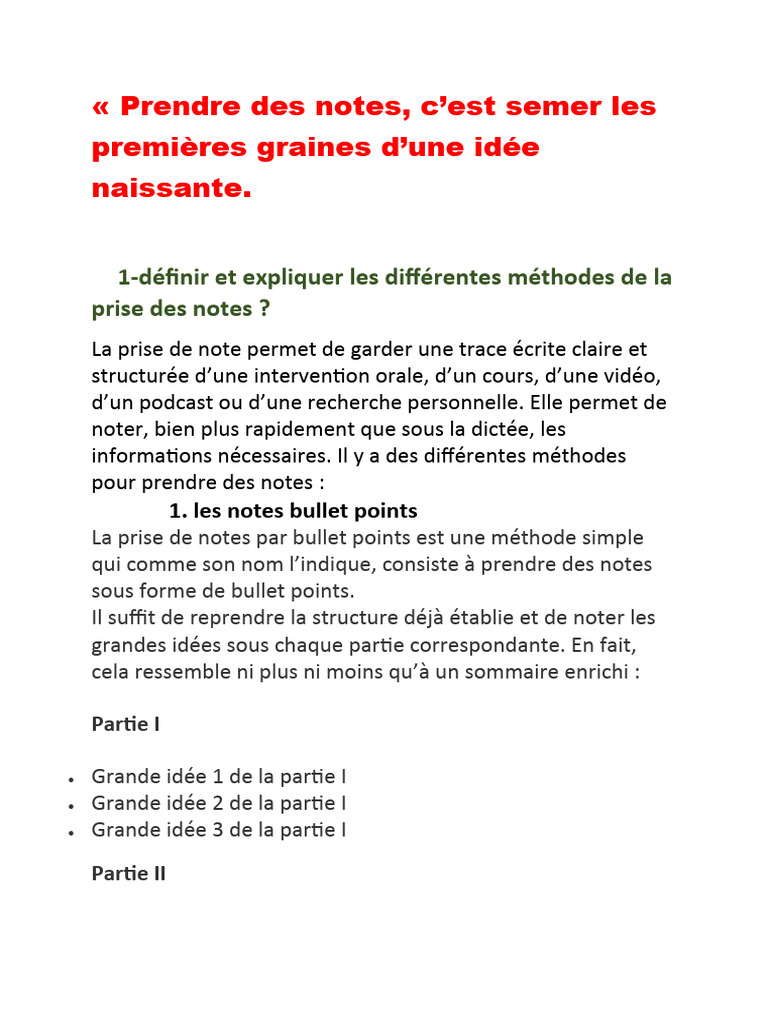 Méthodes efficaces de prise de notes | PDF