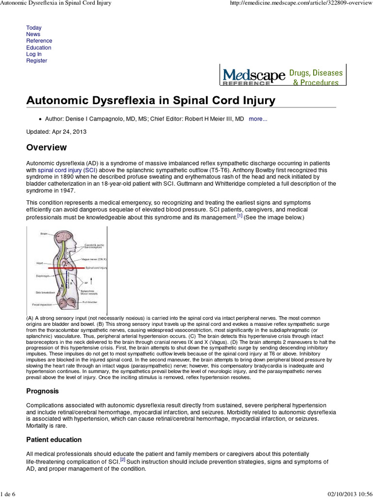 Campagnolo 2013 Autonomic Dysreflexia in Spinal Cord Injury | PDF ...