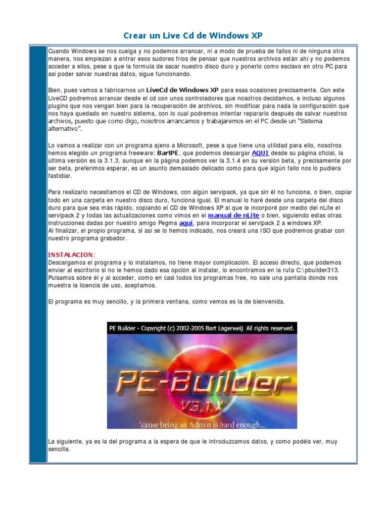 Crear Live CD de Windows XP | PDF | Disco compacto | Archivo de computadora