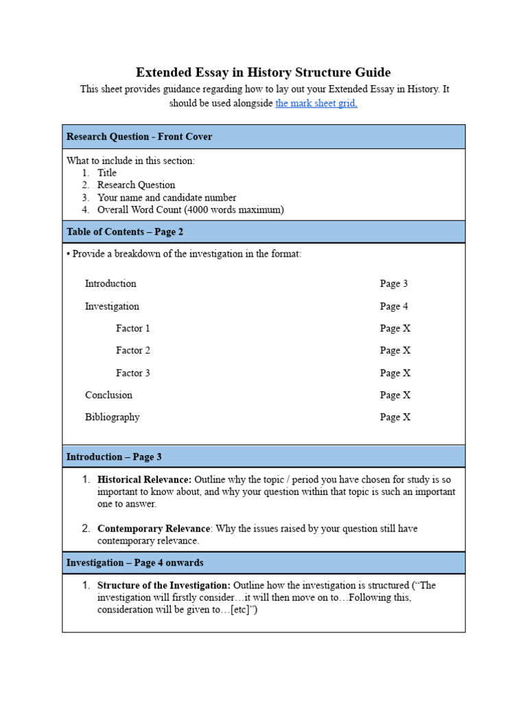 History Extended Essay Structure Guide | PDF | Essays | Human Communication