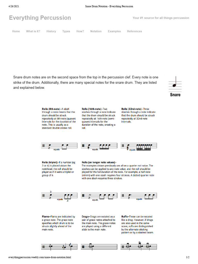 Snare Drum Notation Everything Percussion PDF