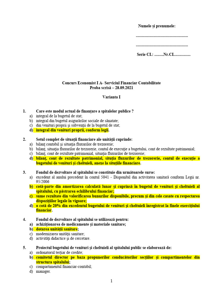 Test - Cu Raspuns | PDF