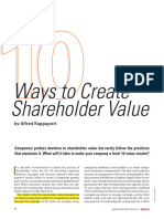 Ten Ways To Create Shareholders Value