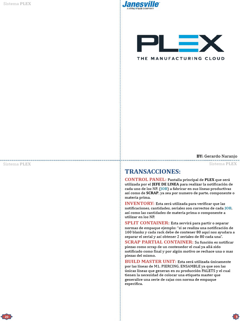Manual de Uso del Sistema PLEX 25 | PDF