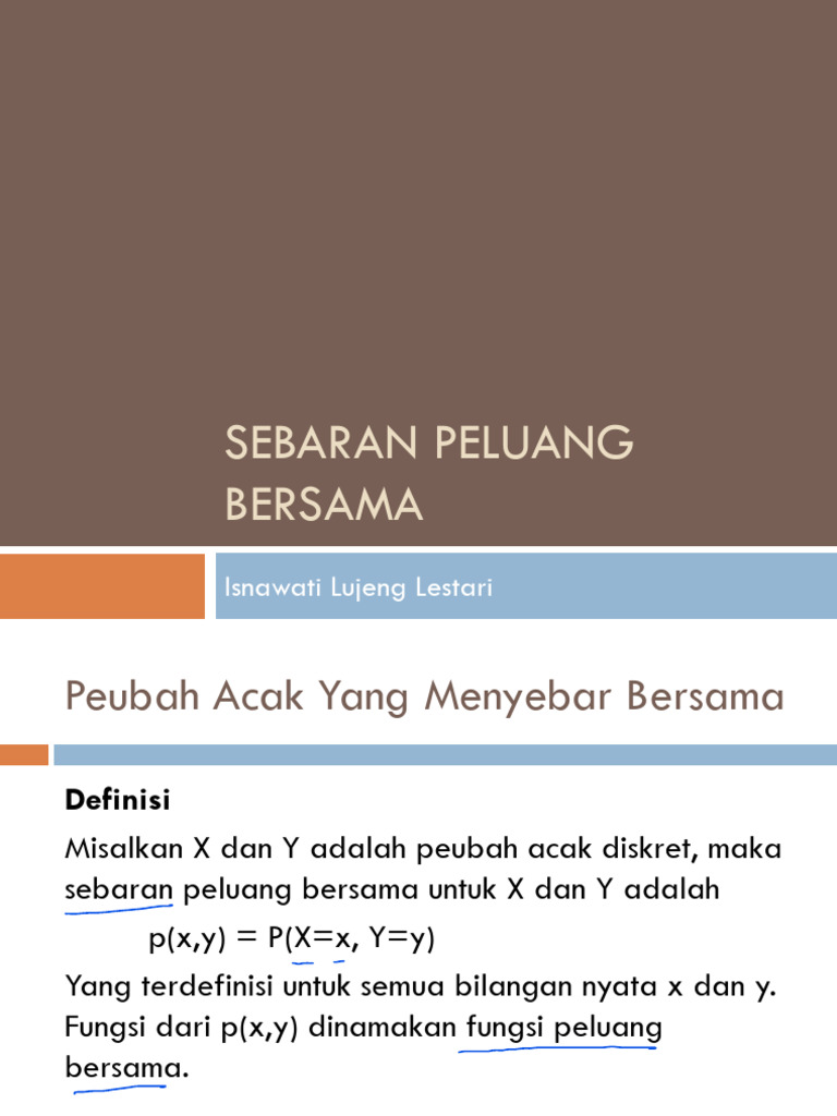 Sebaran Peluang Bersama Peubah Acak X dan Y | PDF