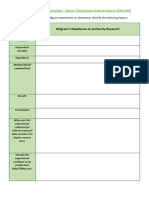 Ethical Research in Psychology - Milgram Table Worksheet