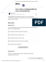 10 Exercícios Sobre A Independência Dos EUA (Com Comentários) - Toda Matéria