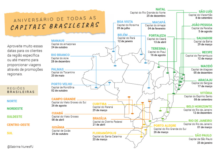 Aniversário de Todas As Capitais Brasileiras | Download grátis PDF | Brasil