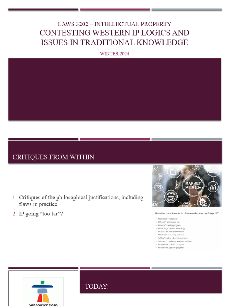 LAWS 3202 Contesting Western IP Logics Winter 2024 | PDF | Intellectual ...