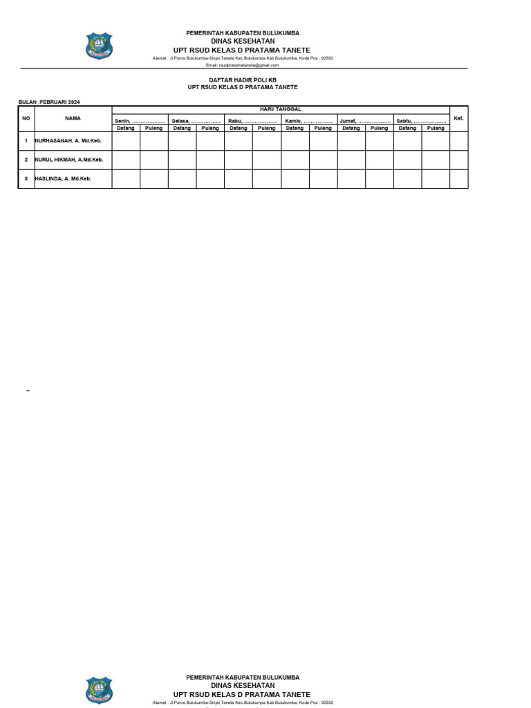 Daftar Jaga Rsud Pratama Pdf