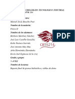 Reporte y Tablas de Proyecto Fisica