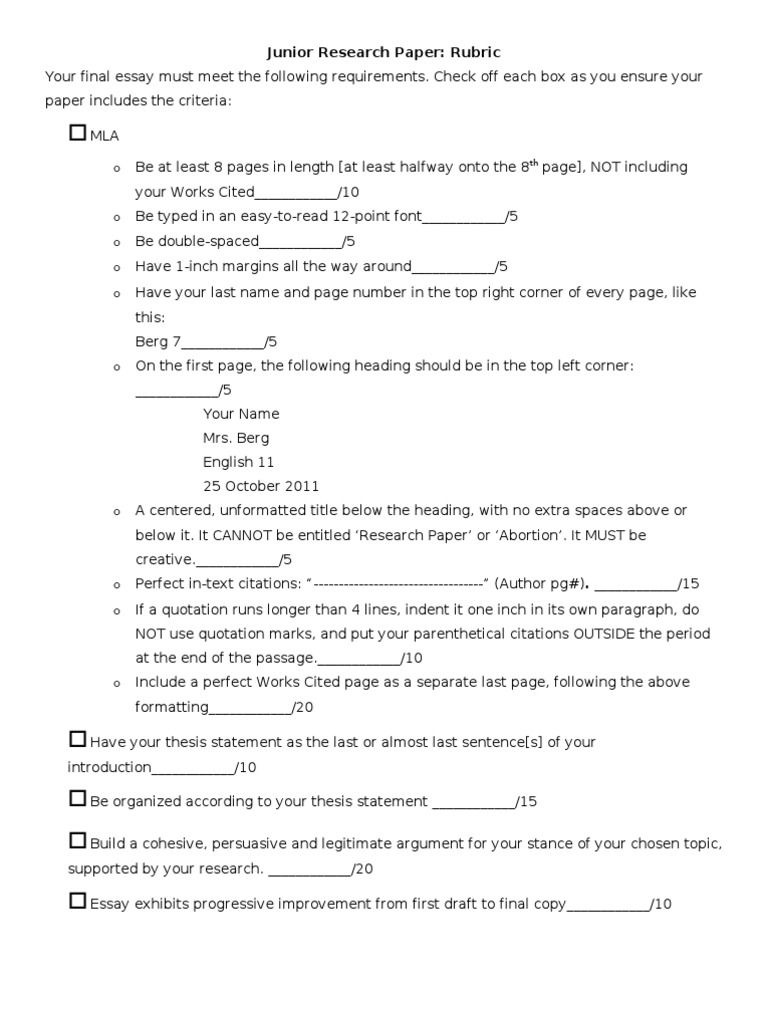 Junior Research Paper Formatting Guide | PDF