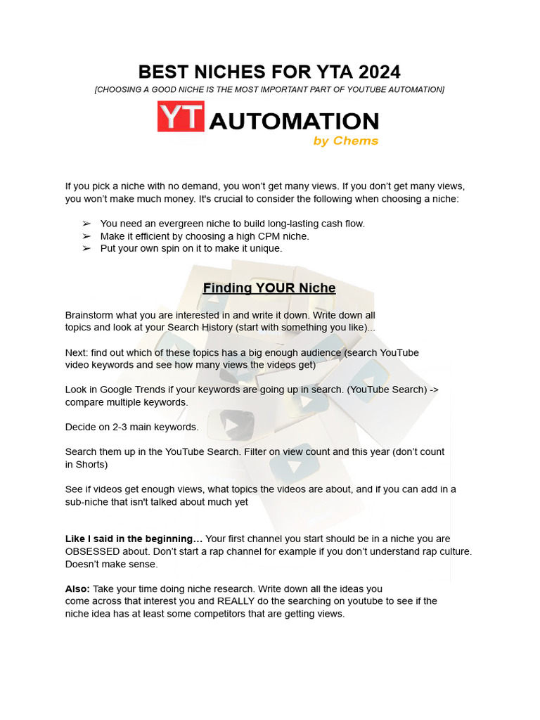 9 Niches Research Pdf Pdf You Tube