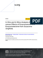 In Vitro and in Silico Analysis of The Anticancer Effects of Eurycomanone and