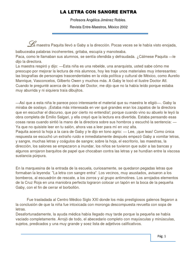 LA LETRA CON SANGRE ENTRA (1) | PDF